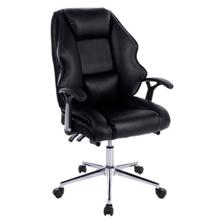 Faux Leather High Back Modern Reclining Executive Office Chair Black 1