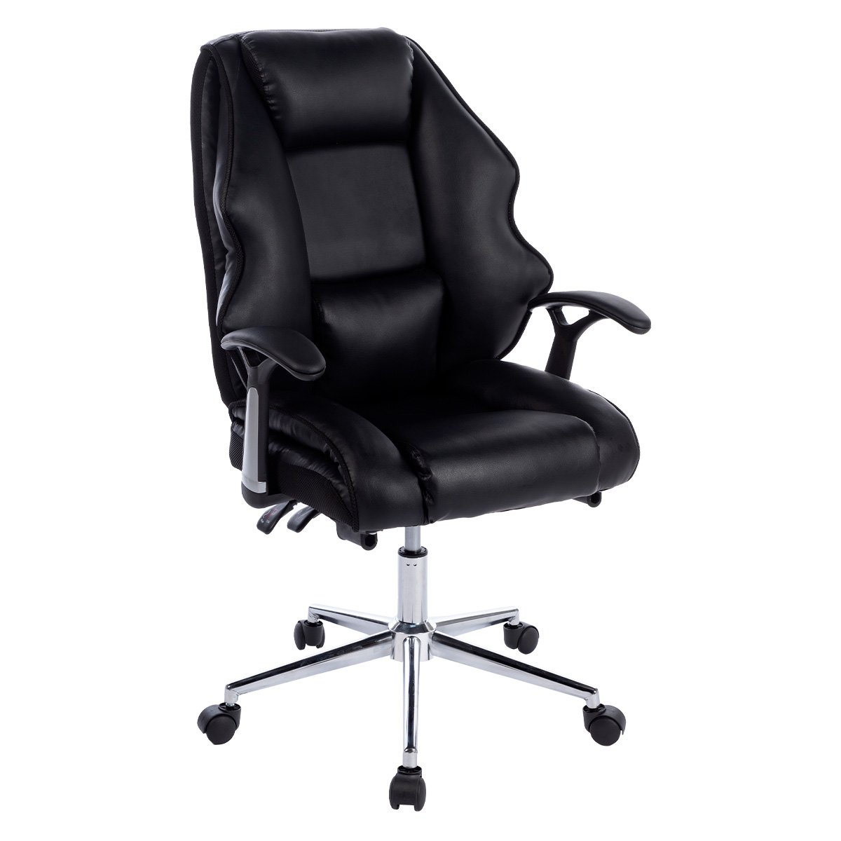 Faux Leather High Back Modern Reclining Executive Office Chair Black 2