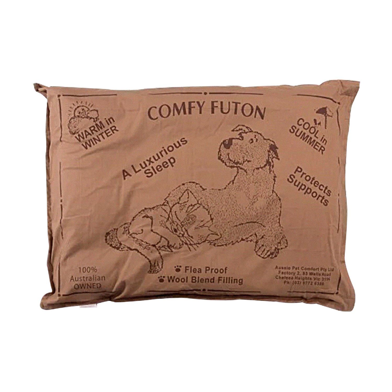 Aussie Made Comfy Pet Futon Dog 74cm Wool Blend Small - Brown 1