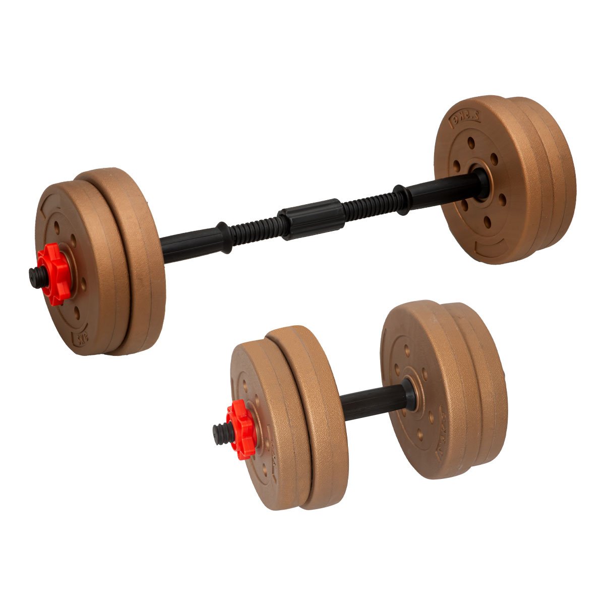 Powertrain 20kg Home Gym Adjustable Dumbbell and Barbell Weights Set - Gold 1