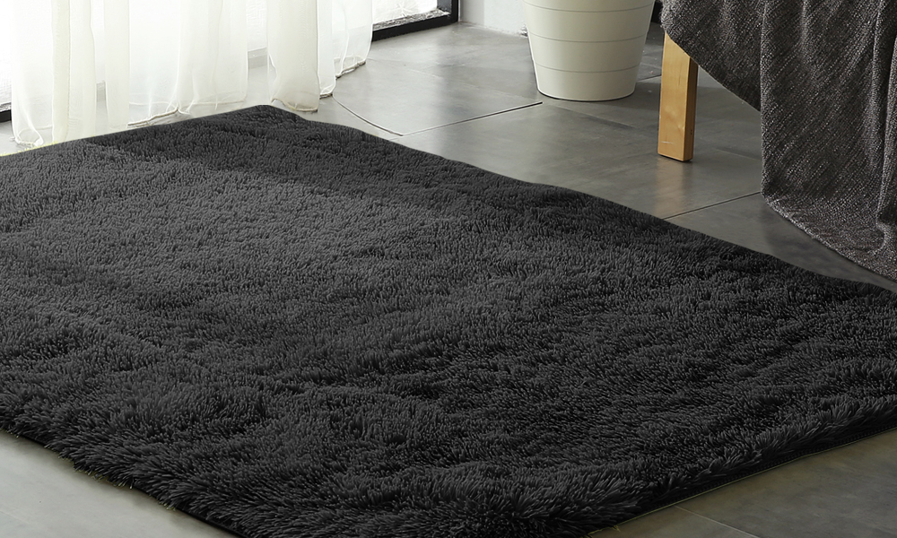 New Designer Shaggy Floor Confetti Rug Black 80x120cm 2