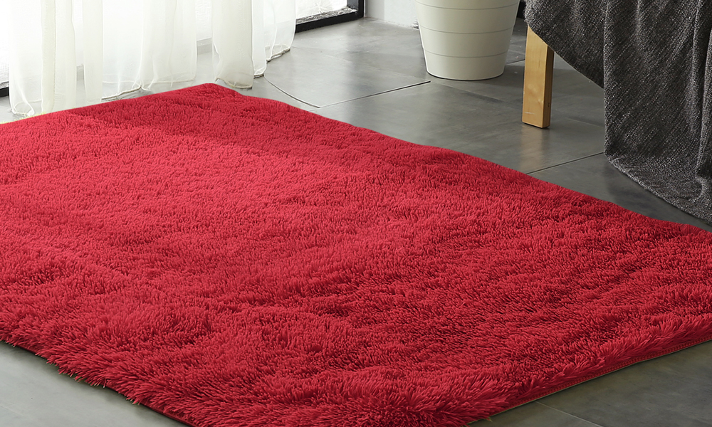New Designer Shaggy Floor Confetti Rug Red 80x120cm 1