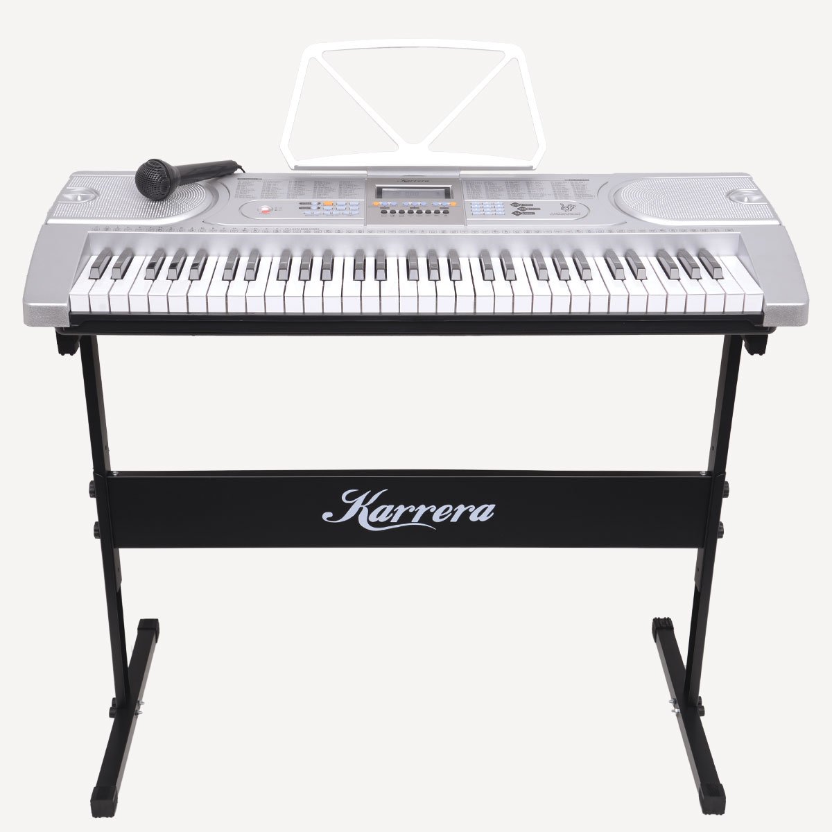Karrera 61 Keys Electronic Keyboard Piano with Stand - Silver 2