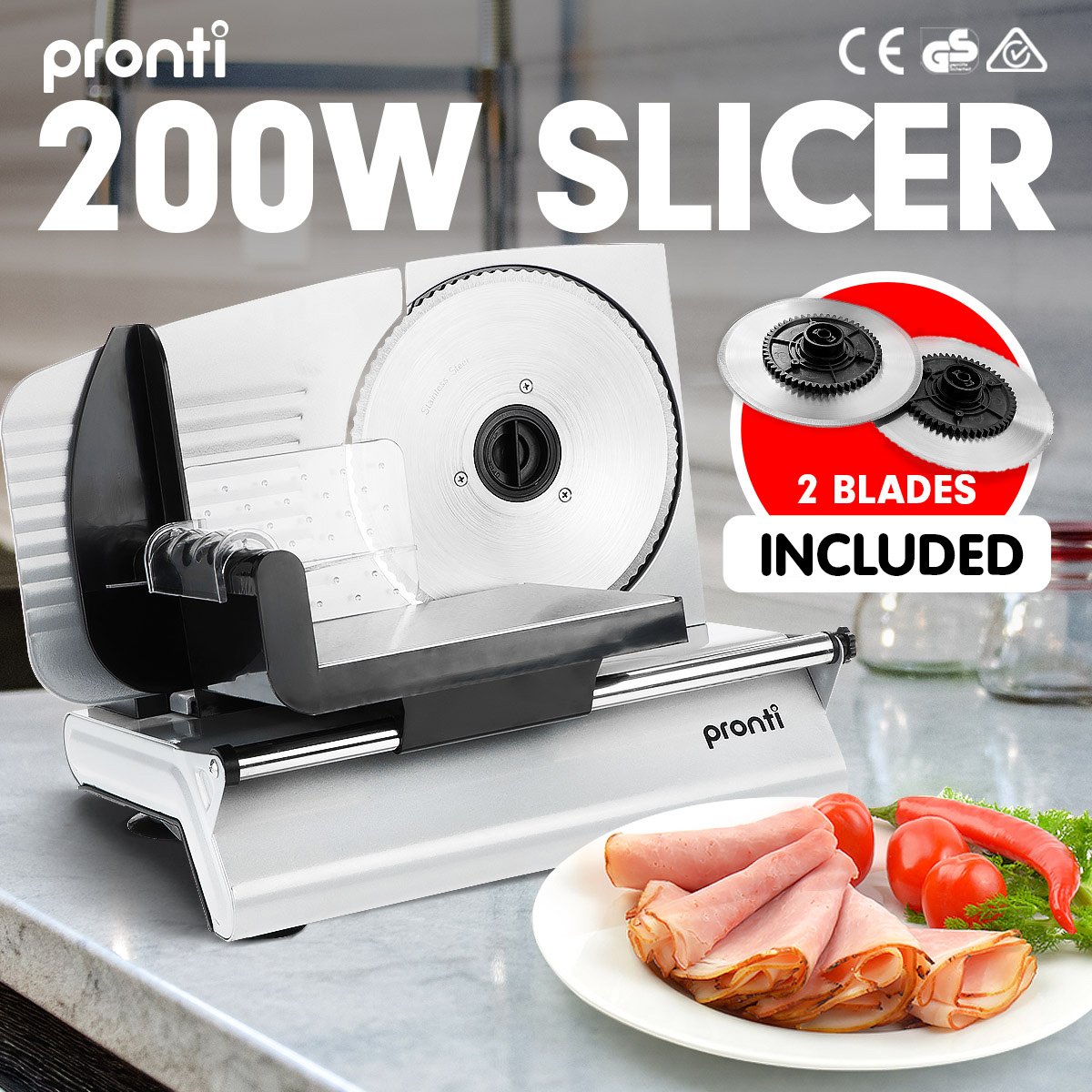 Pronti Deli and Food Electric Meat Slicer 200W Blades Processor 1