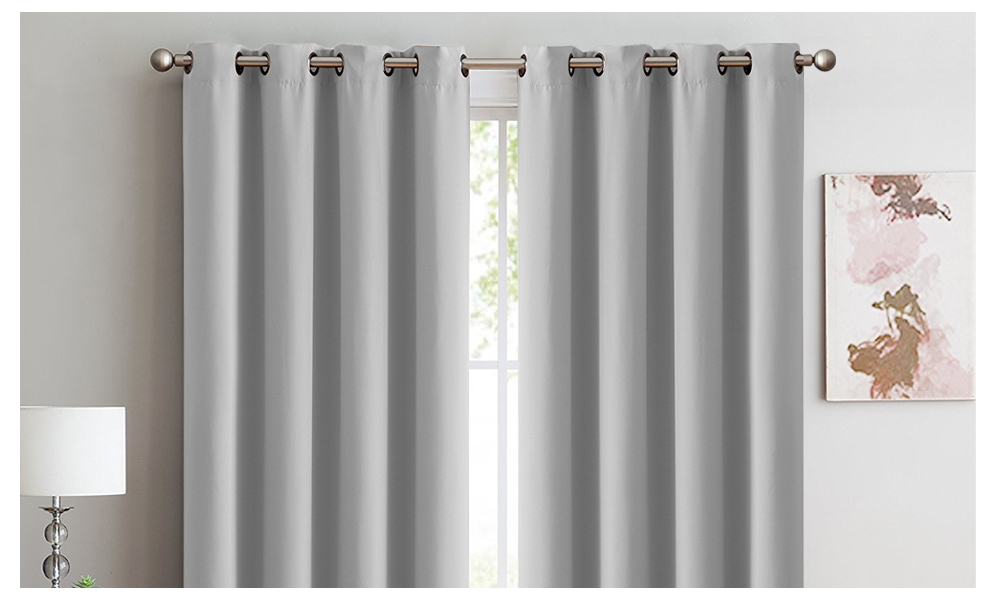 2x 100% Blockout Curtains Panels 3 Layers Eyelet Grey 240x230cm 2