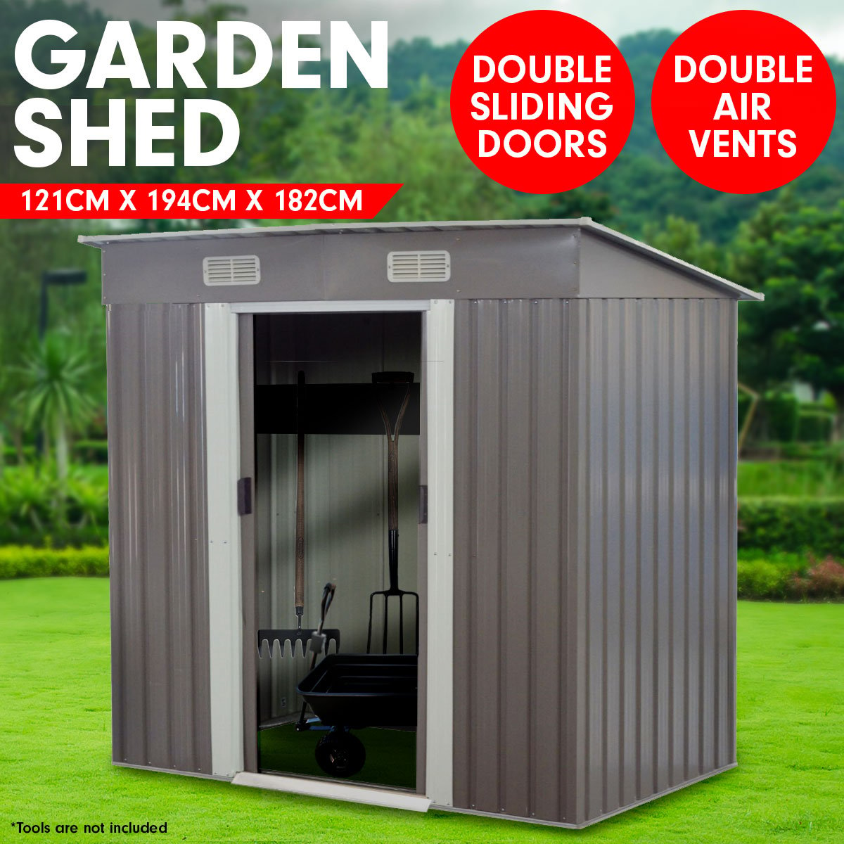 Garden Shed Flat 4ft x 6ft Outdoor Storage Shelter - Grey 2