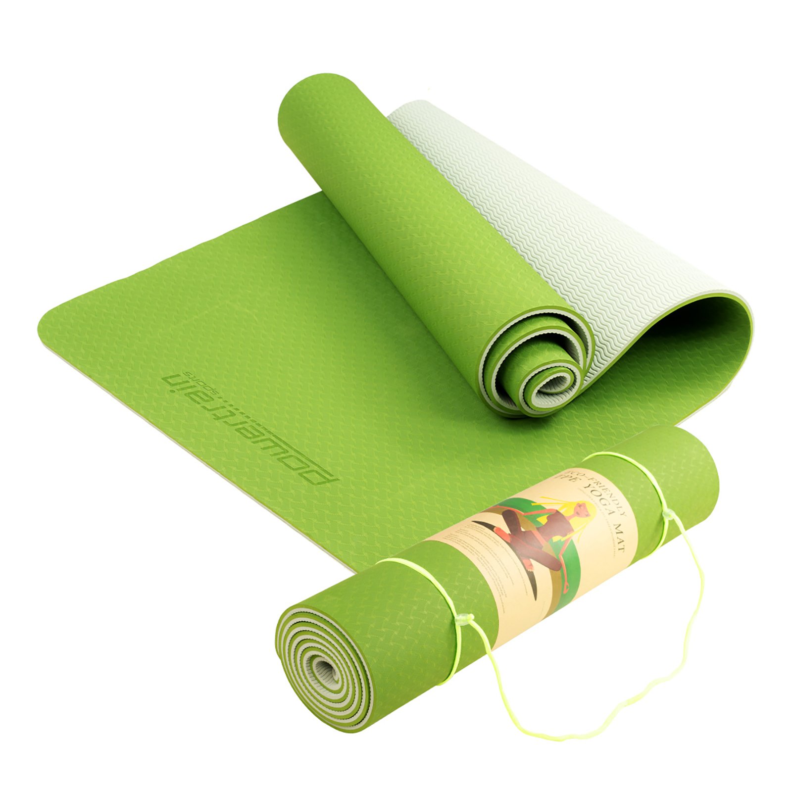 Powertrain Eco-Friendly TPE Pilates Exercise Yoga Mat 8mm - Green 2