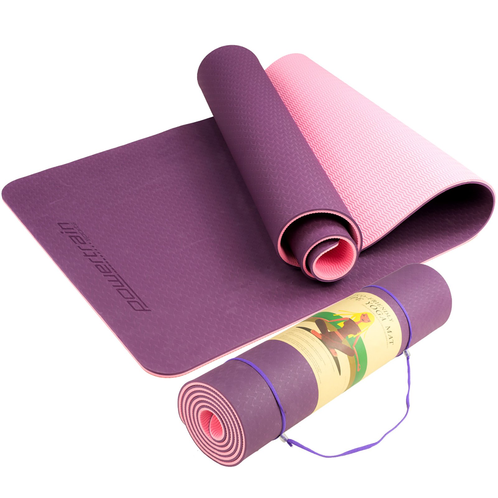 Powertrain Eco-Friendly TPE Pilates Exercise Yoga Mat 8mm - Dark Purple 2