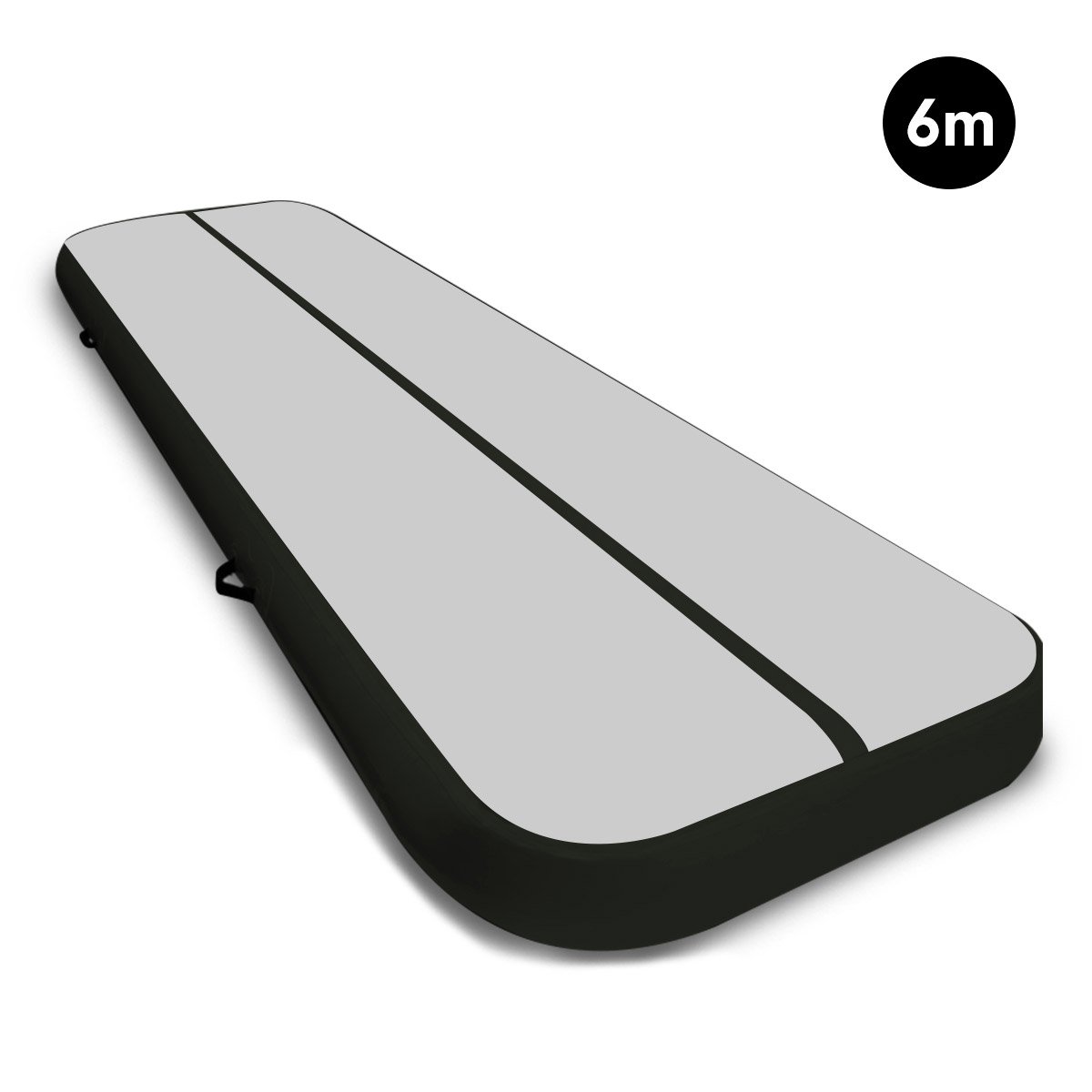 6m x 1m Air Track Inflatable Tumbling Mat Gymnastics - Grey Black 2