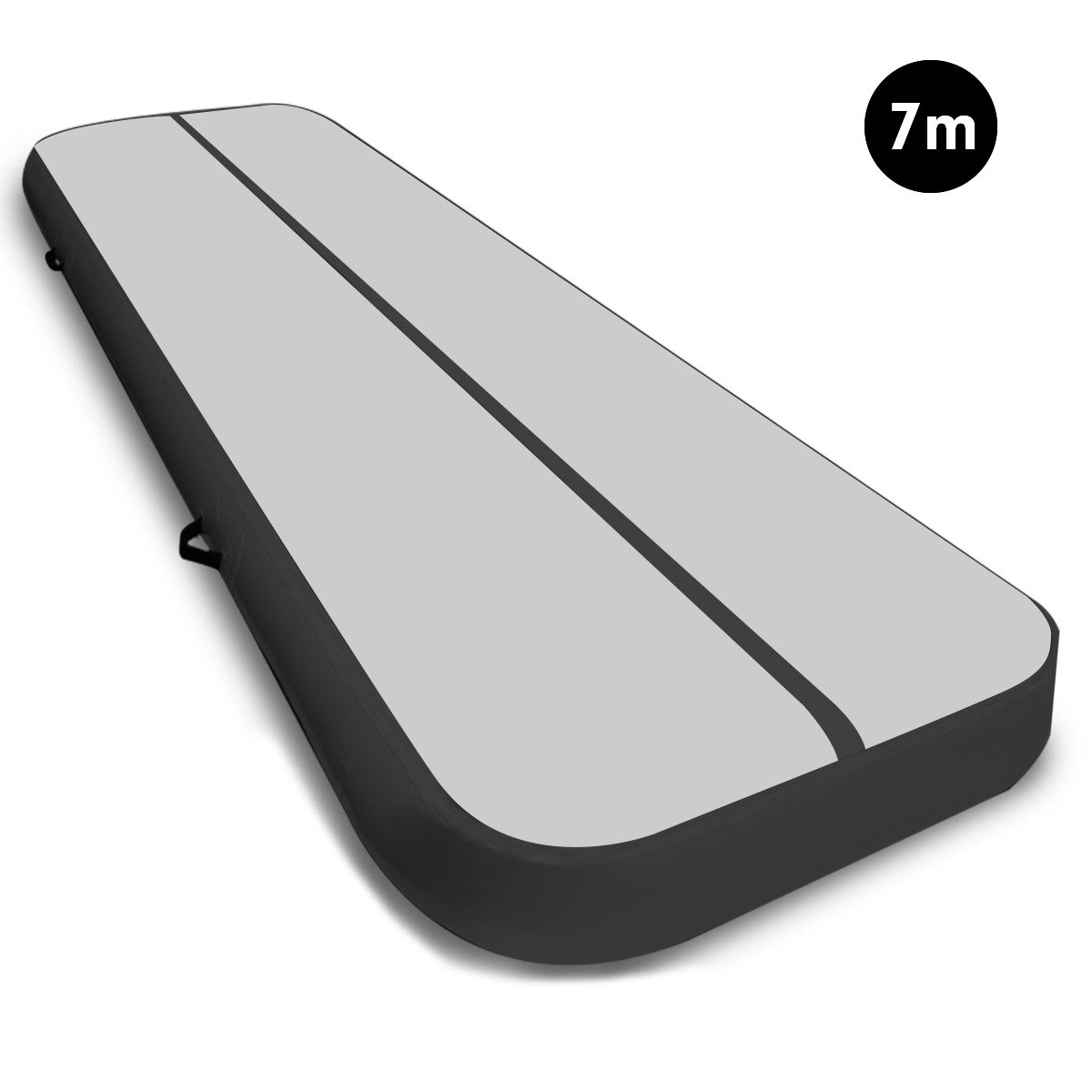 7m x 1m Air Track Inflatable Tumbling Mat Gymnastics - Grey Black 1