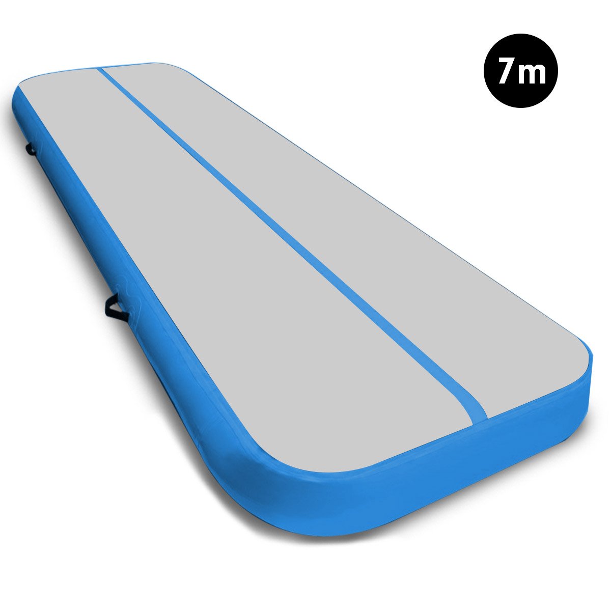 7m x 1m Air Track Inflatable Gymnastics Mat Tumbling - Grey Blue 1