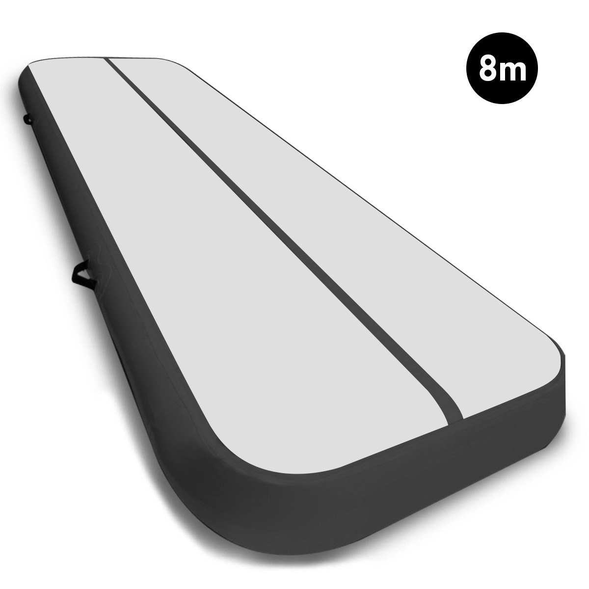 8m x 1m Air Track Inflatable Tumbling Mat Gymnastics - Grey Black 2