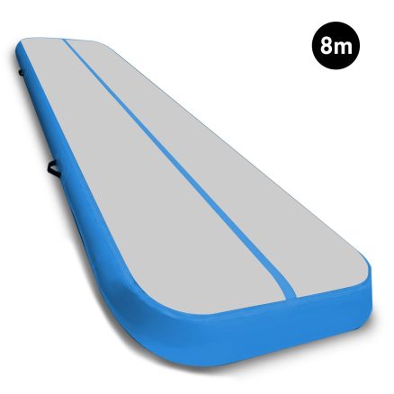 8m x 1m Air Track Inflatable Gymnastics Mat Tumbling - Grey Blue 1