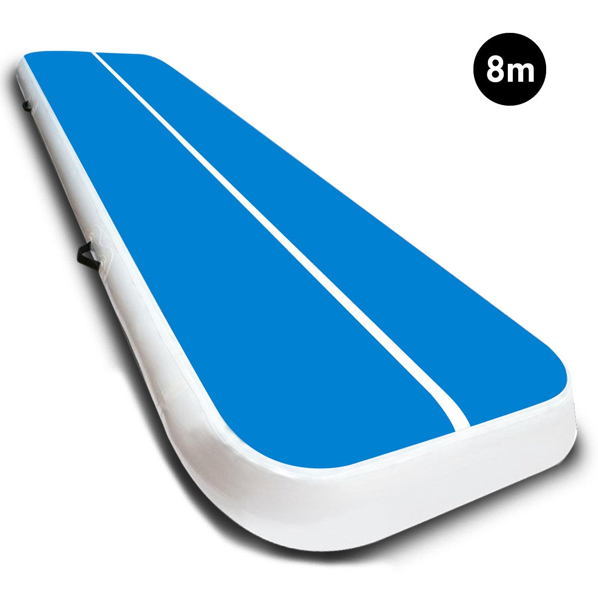 8m x 1m Air Track Inflatable Tumbling Gymnastics Mat - Blue White 2