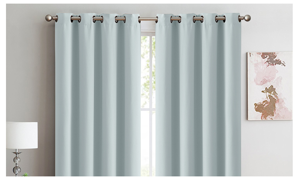 2x 100% Blockout Curtains Panels 3 Layers Eyelet Green 140x230cm 2