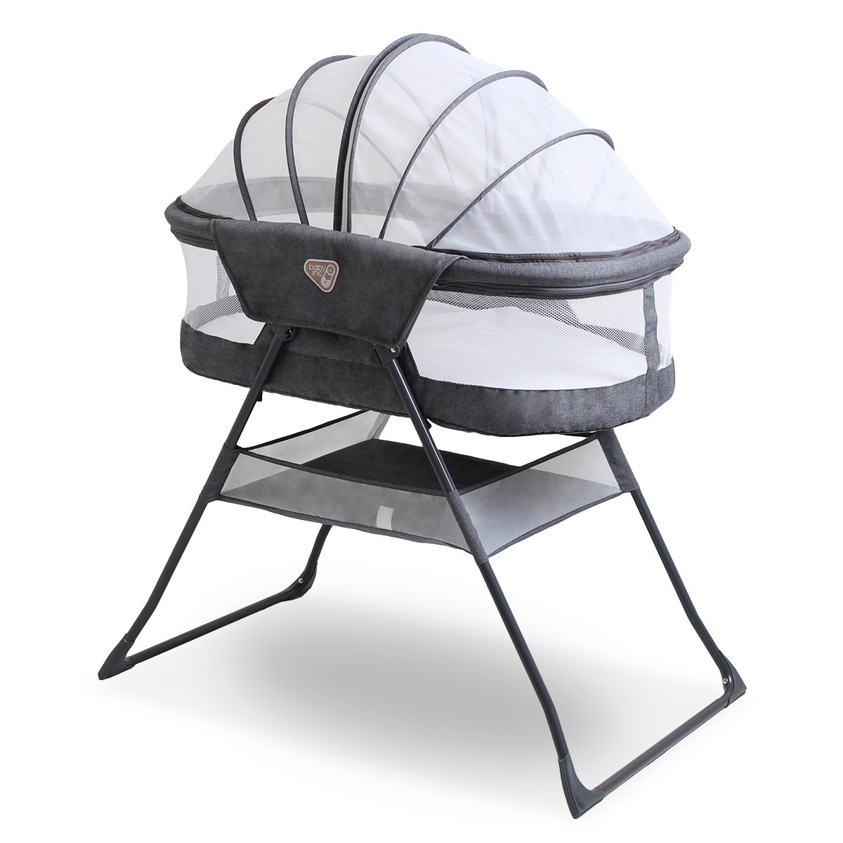 Baby Inc Sonno Bassinet Infant Crib Foldable Cot Sleeper Mattress Grey 2