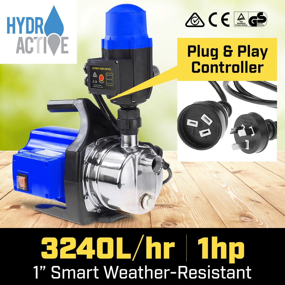 Hydro Active 800w Weatherised Stainless Auto Water Pump Blue 2
