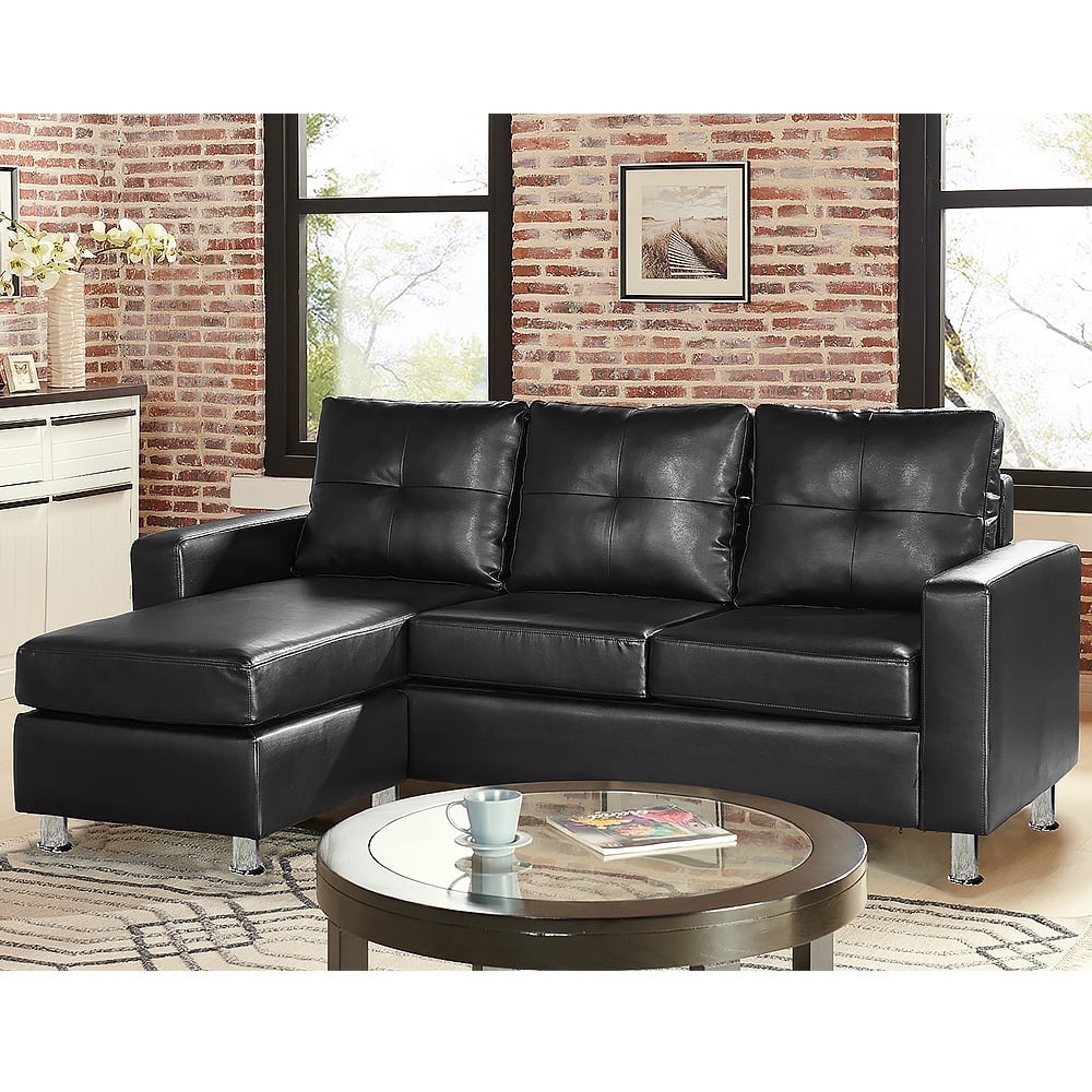 Sarantino Corner Sofa Lounge Couch with Chaise - Black 2