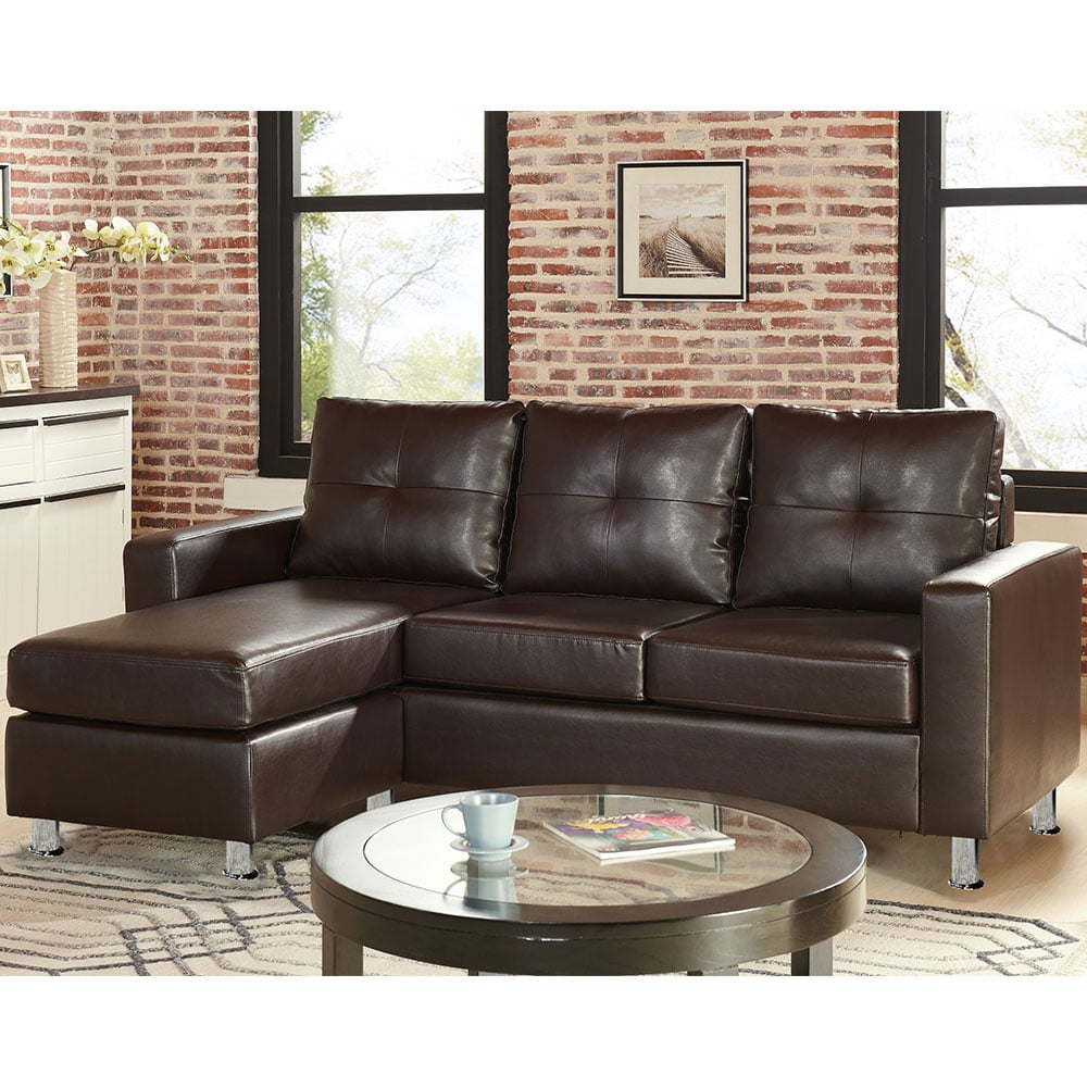 Sarantino Corner Sofa Couch with Chaise - Brown 1