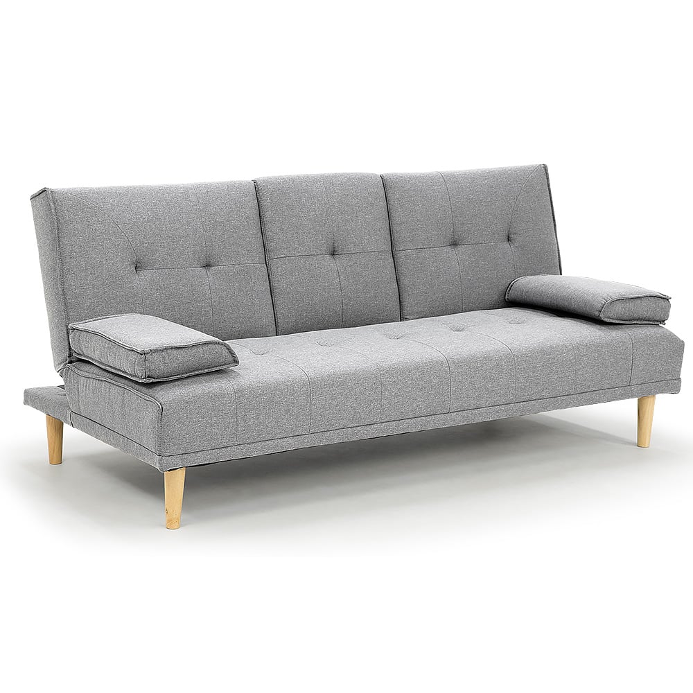 Sarantino Linen Fabric Sofa Bed Lounge - Light Grey 1