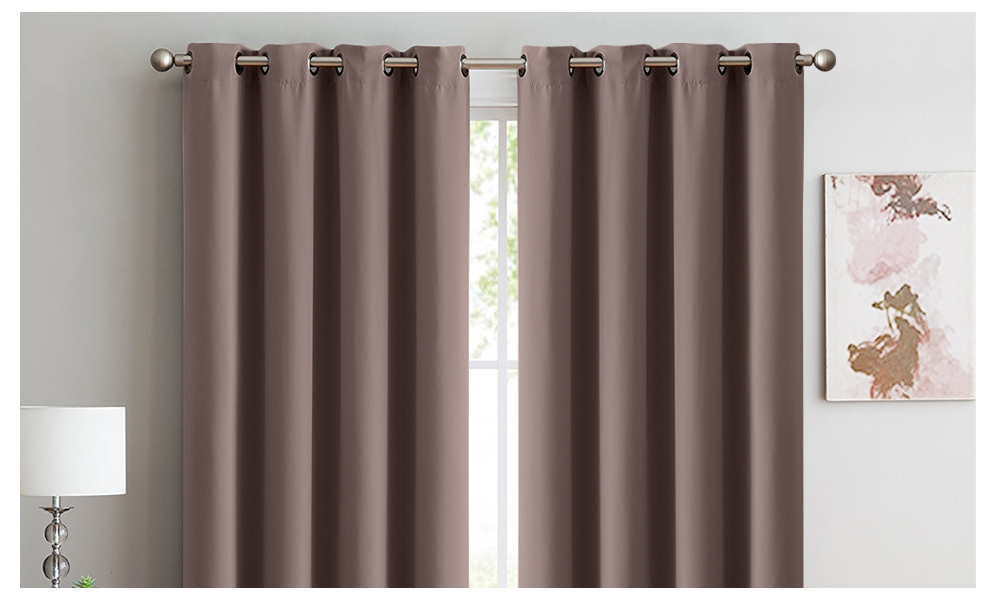 2x 100% Blockout Curtains Panels 3 Layers Eyelet Taupe 180x230cm 1
