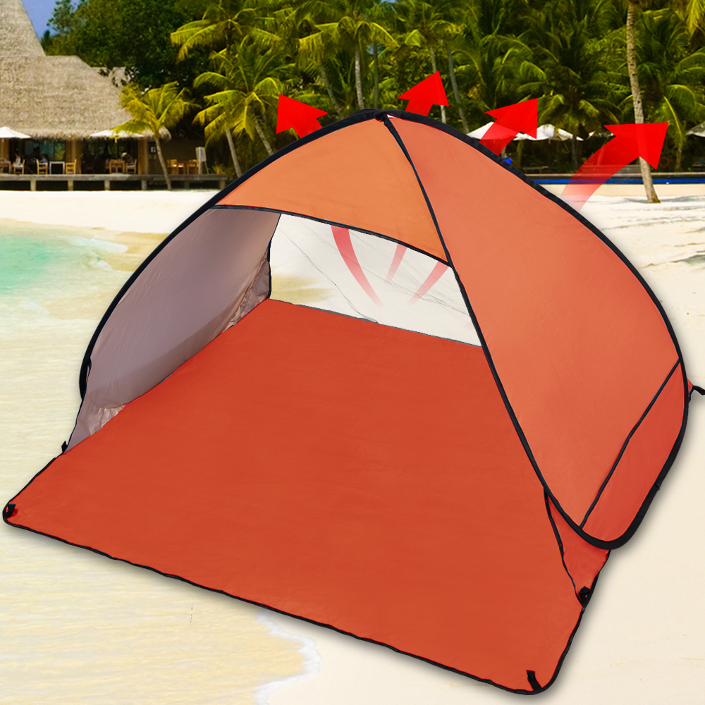 Pop Up Portable Beach Tent Sun Shade Shelter Orange 2