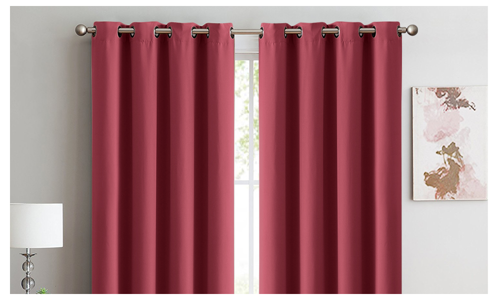 2x 100% Blockout Curtains Panels 3 Layers Eyelet Wine 240x230cm 2