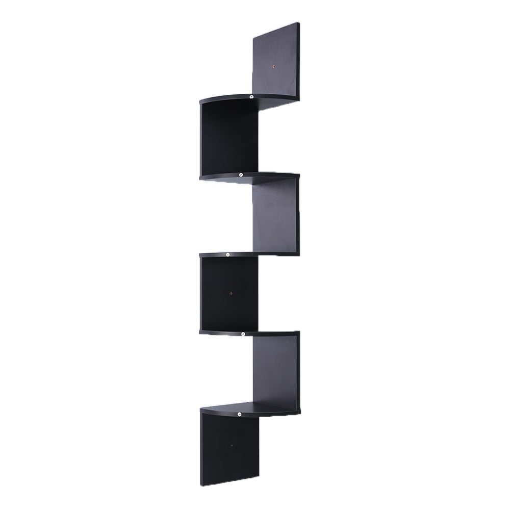 Sarantino 5-Tier Corner Wall Shelf Display Storage Shelves - Black 2