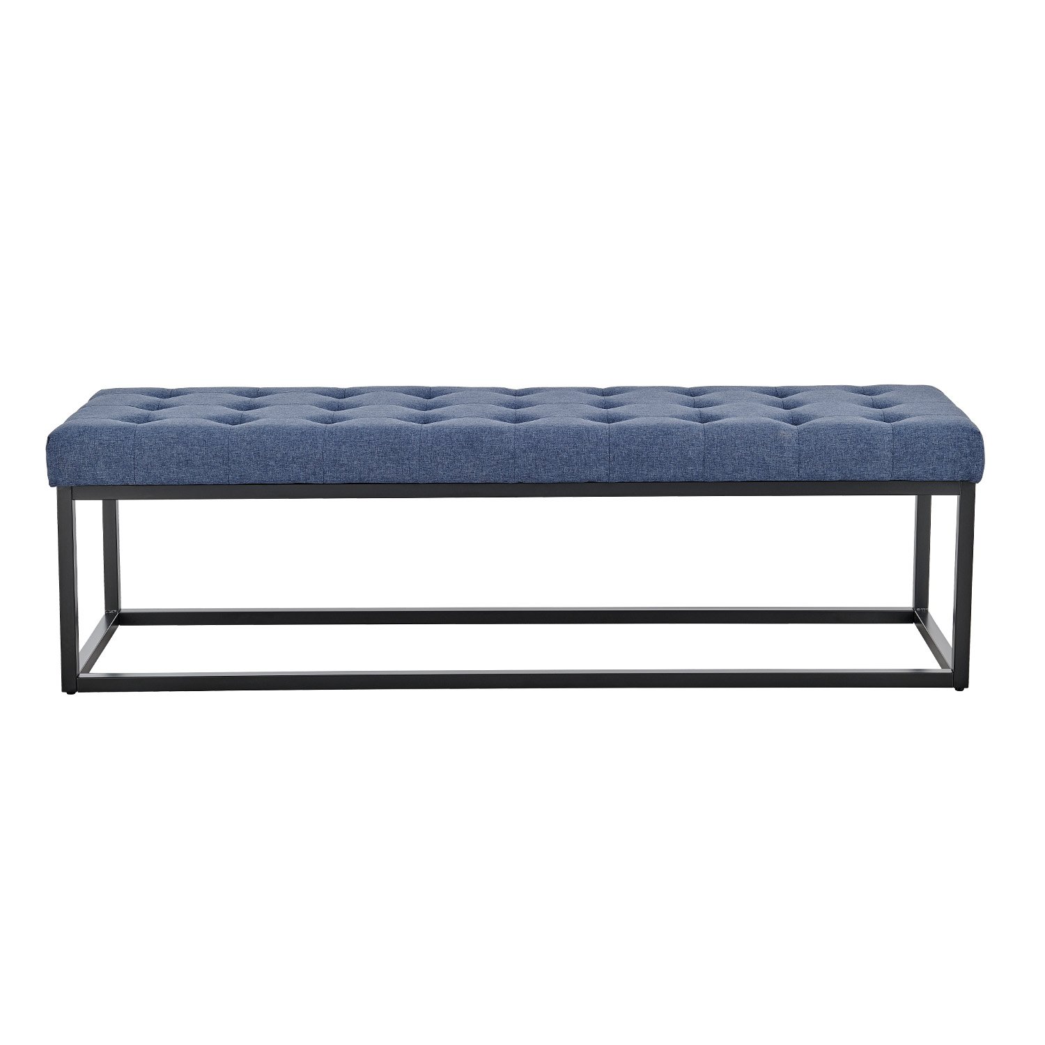 Cameron Button-Tufted Upholstered Bench with Metal Legs - Blue 1