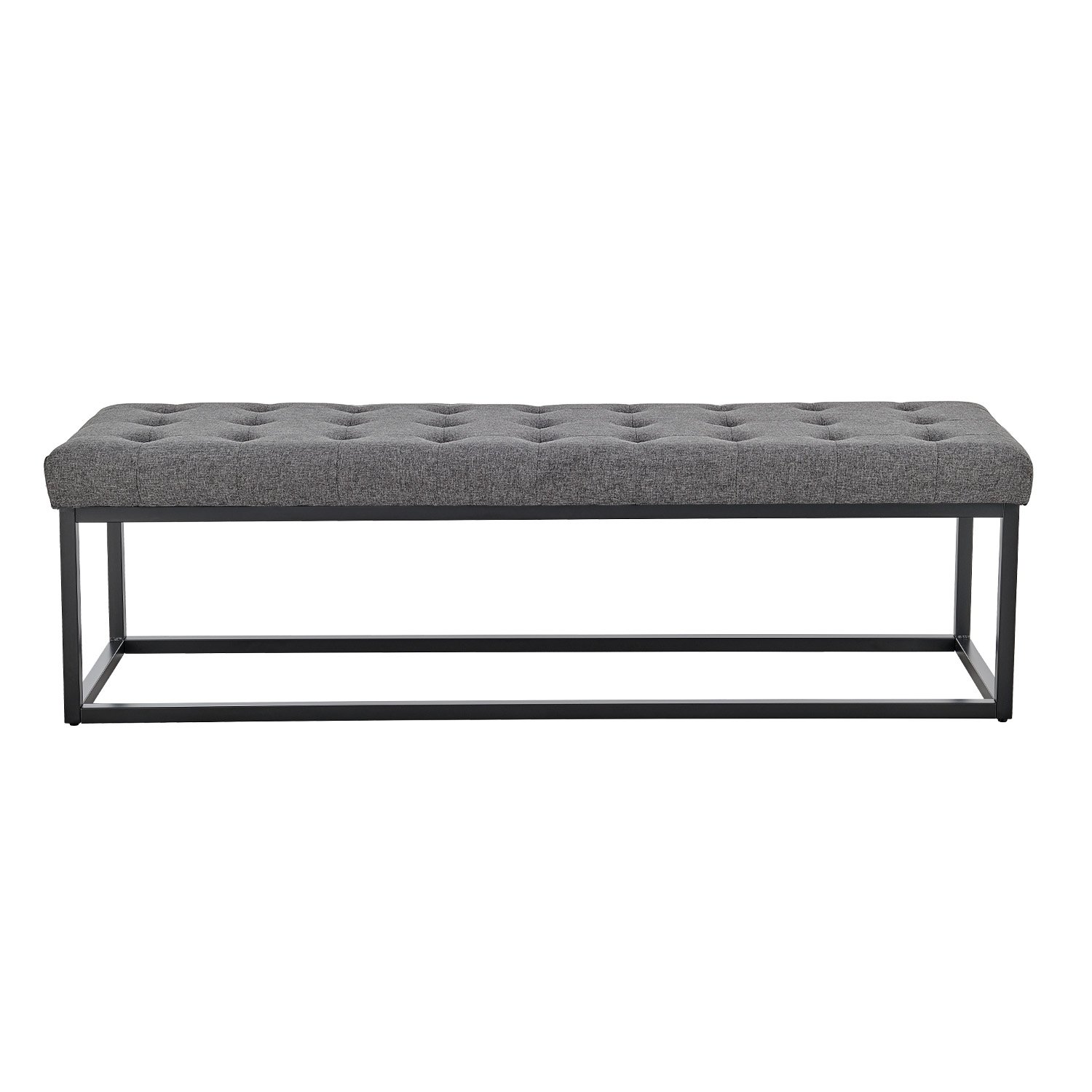 Cameron Button-Tufted Upholstered Bench with Metal Legs -Dark Grey 1