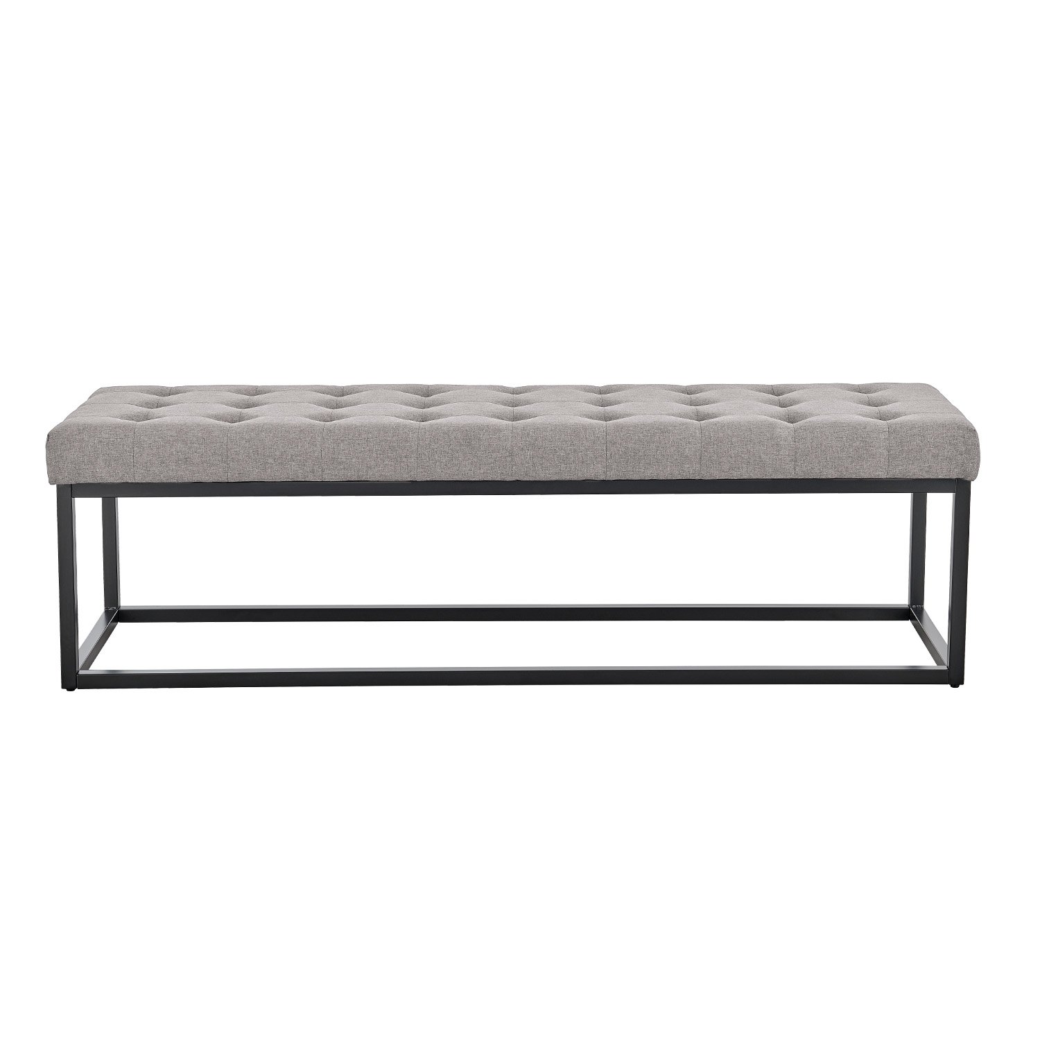Cameron Button-Tufted Upholstered Bench with Metal Legs - Light Grey 2