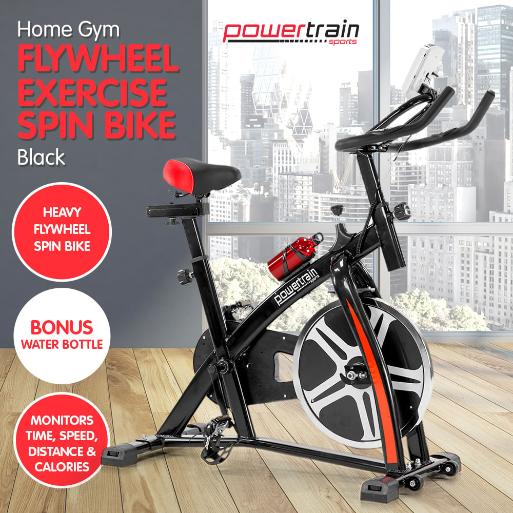 Powertrain Home Gym Flywheel Exercise Spin Bike - Black 1
