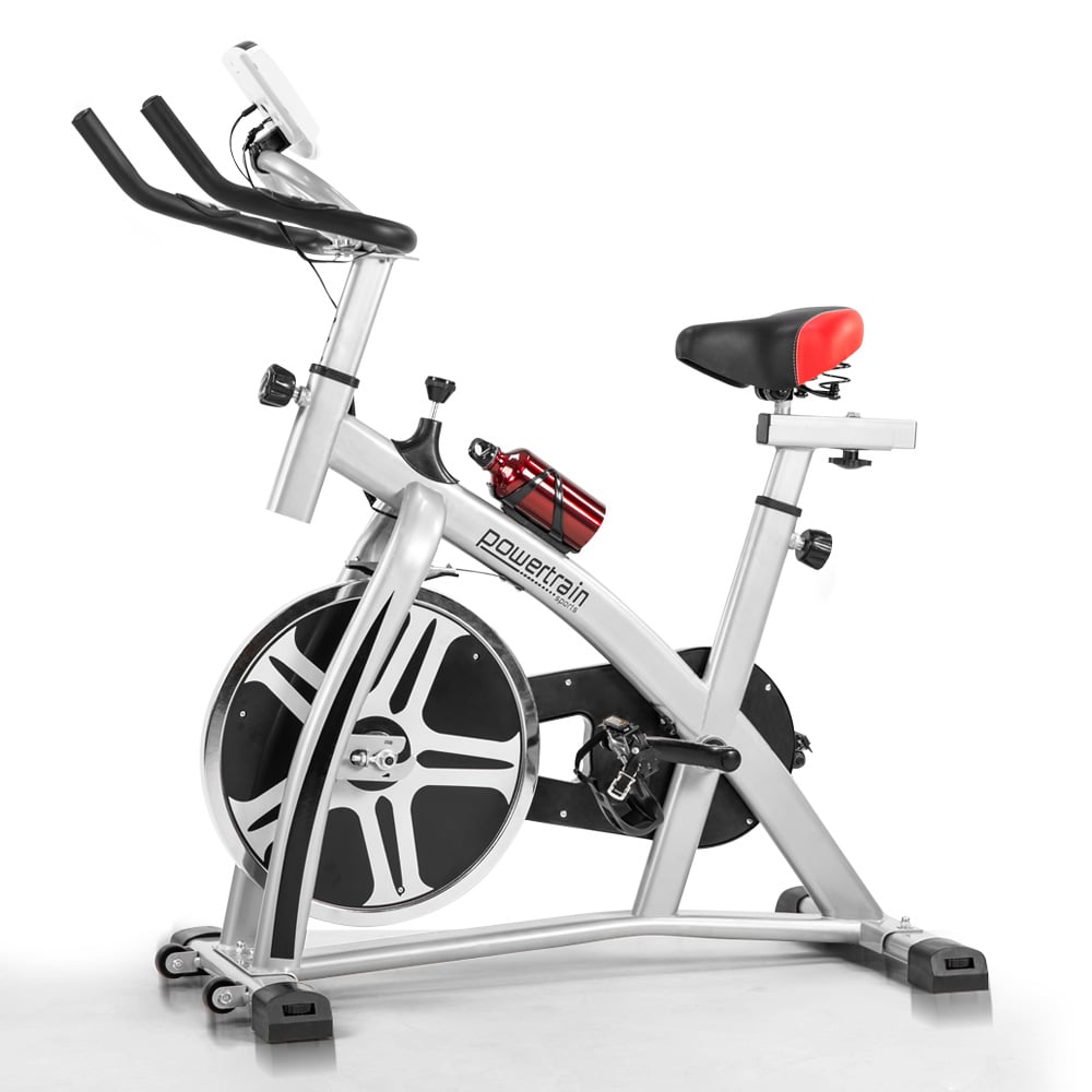 Powertrain Home Gym Flywheel Exercise Spin Bike - Silver 2