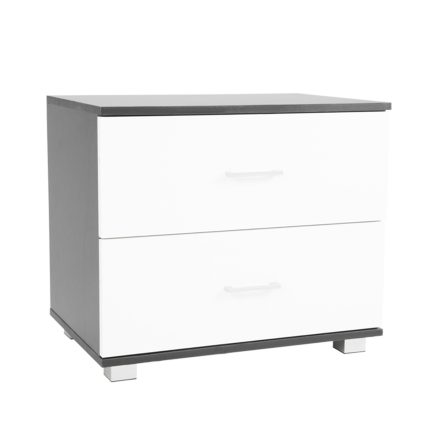 Bedside Table with Drawers MDF - Black White 1