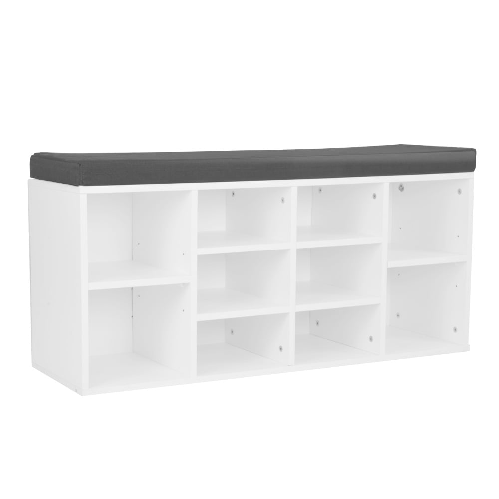 Shoe Rack Cabinet Organiser Grey Cushion - 104 x 30 x 45 - White 2