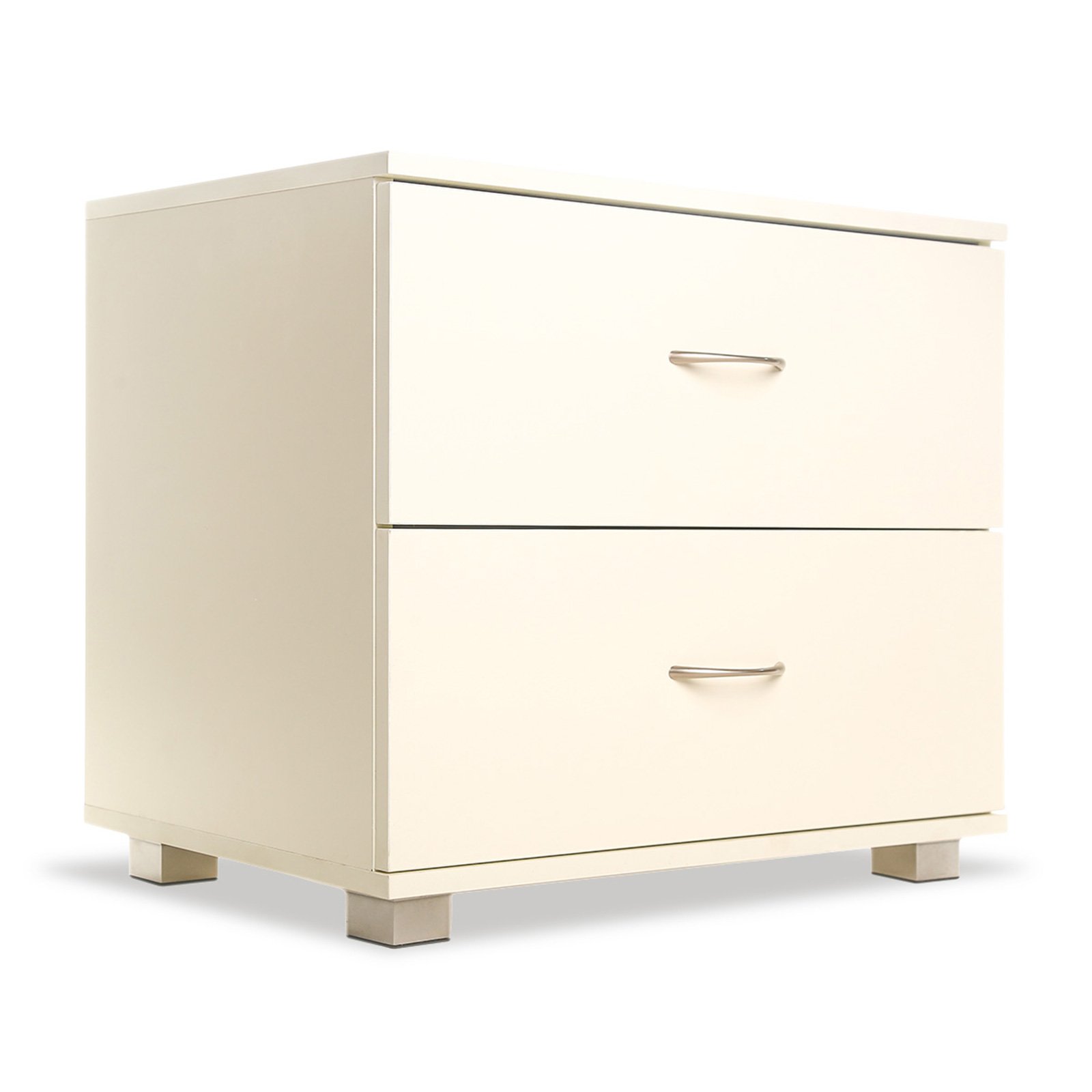 Bedside Table with Drawers MDF Cabinet Storage - White 2