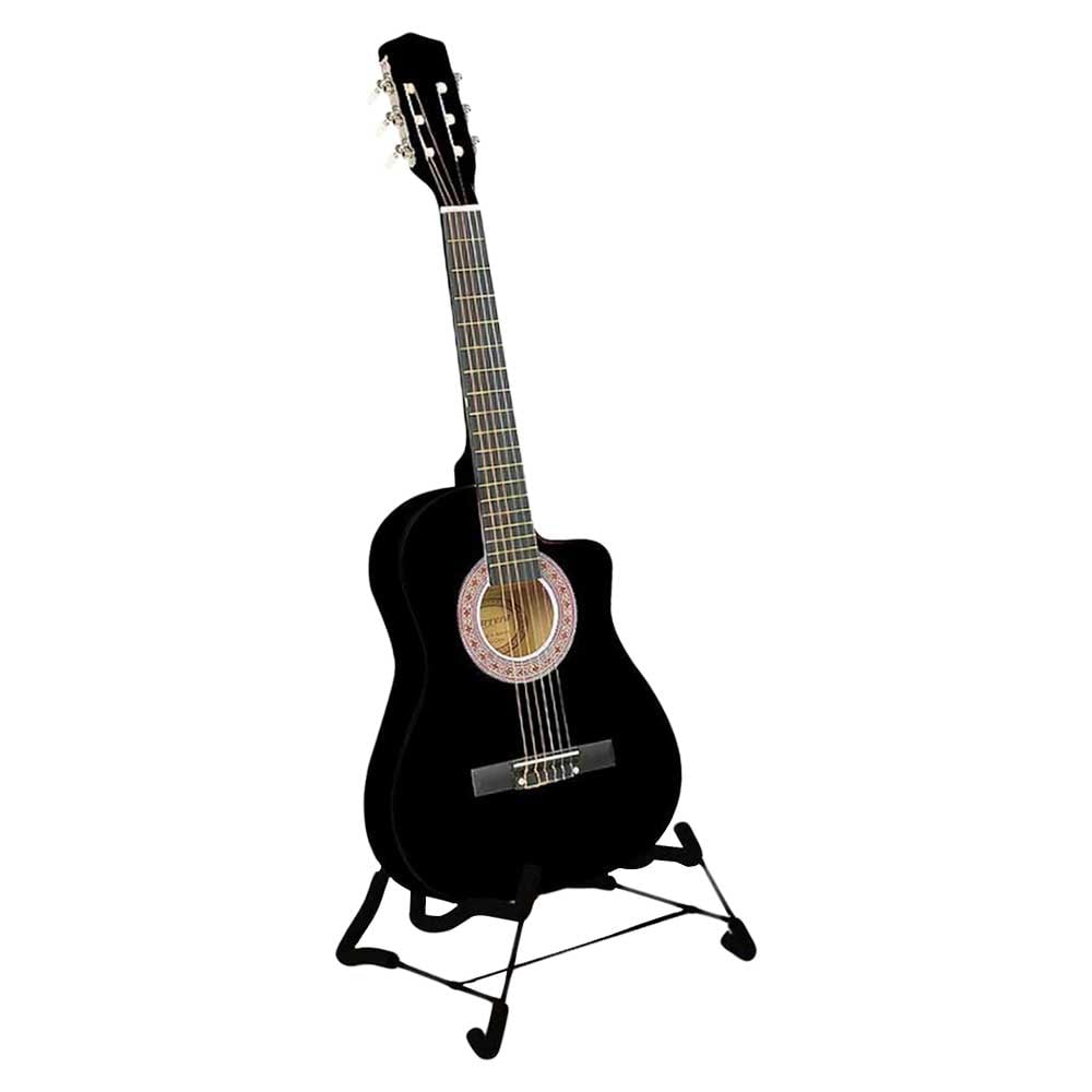 Karrera 38in Acoustic Guitar with Pick Guard Steel String Bag - Black 1