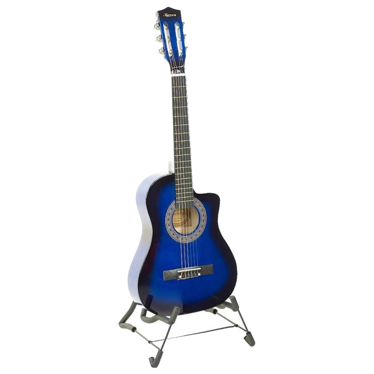 Karrera 38in Pro Cutaway Acoustic Guitar with Bag Strings - Blue Burst 1
