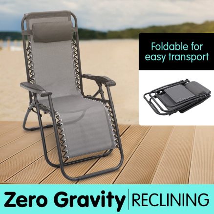 Zero Gravity Reclining Deck Chair - Grey 1