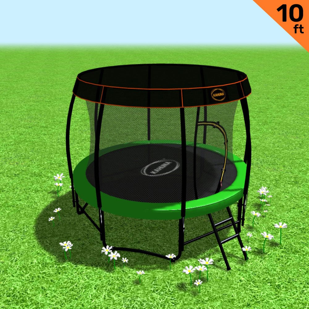 Kahuna Trampoline 10 ft with Roof-Green 1