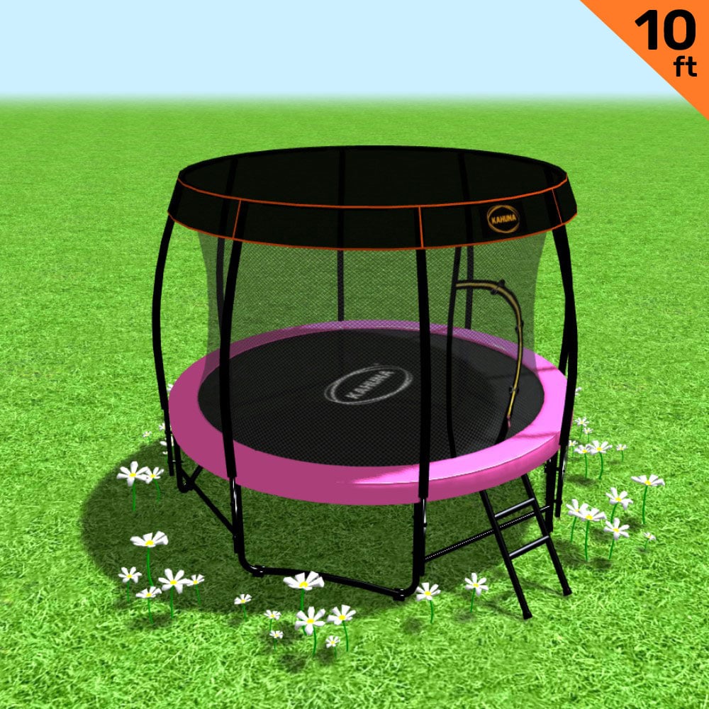 Kahuna Trampoline 10 ft with Roof - Pink 2