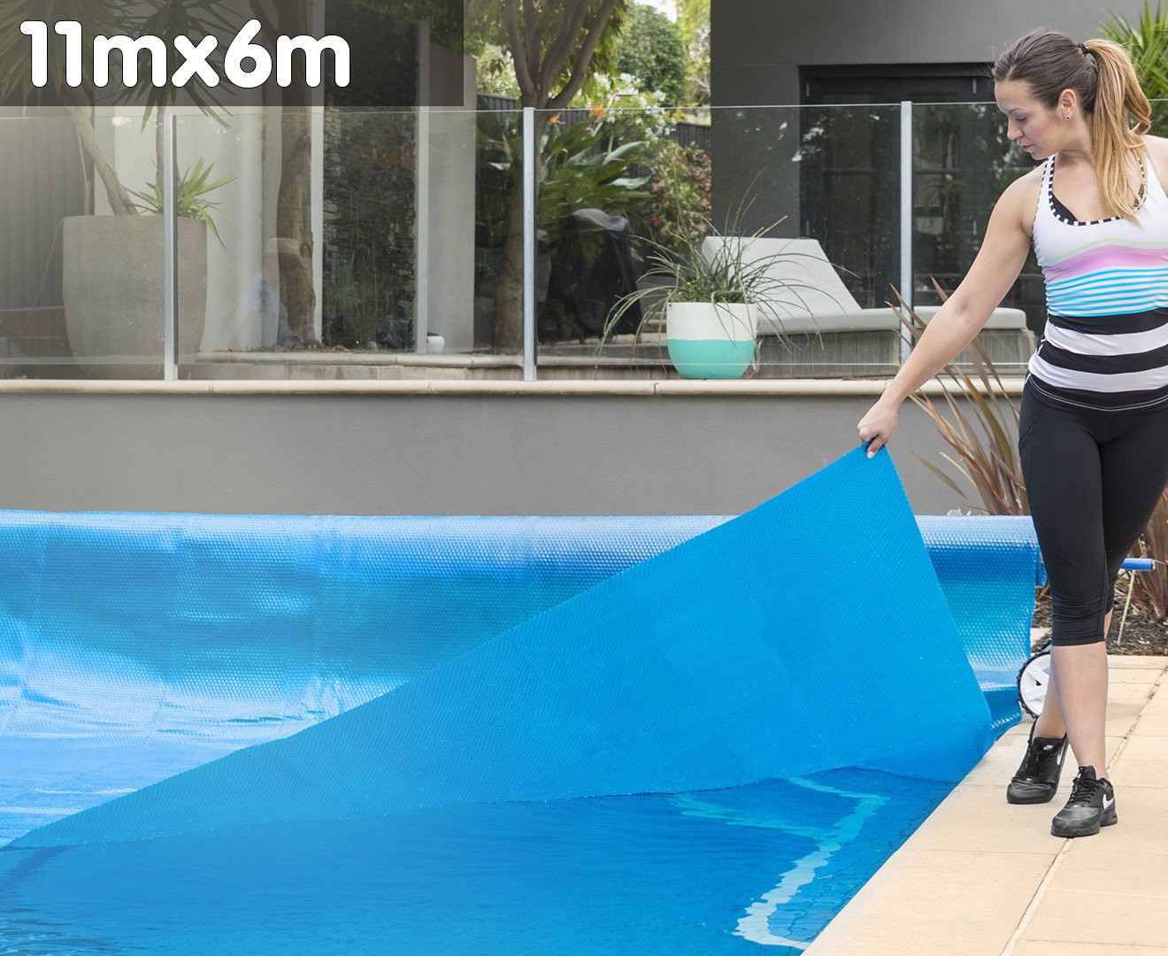 500 Micron Solar Swimming Pool Cover 11m x 6.2m - Blue 1