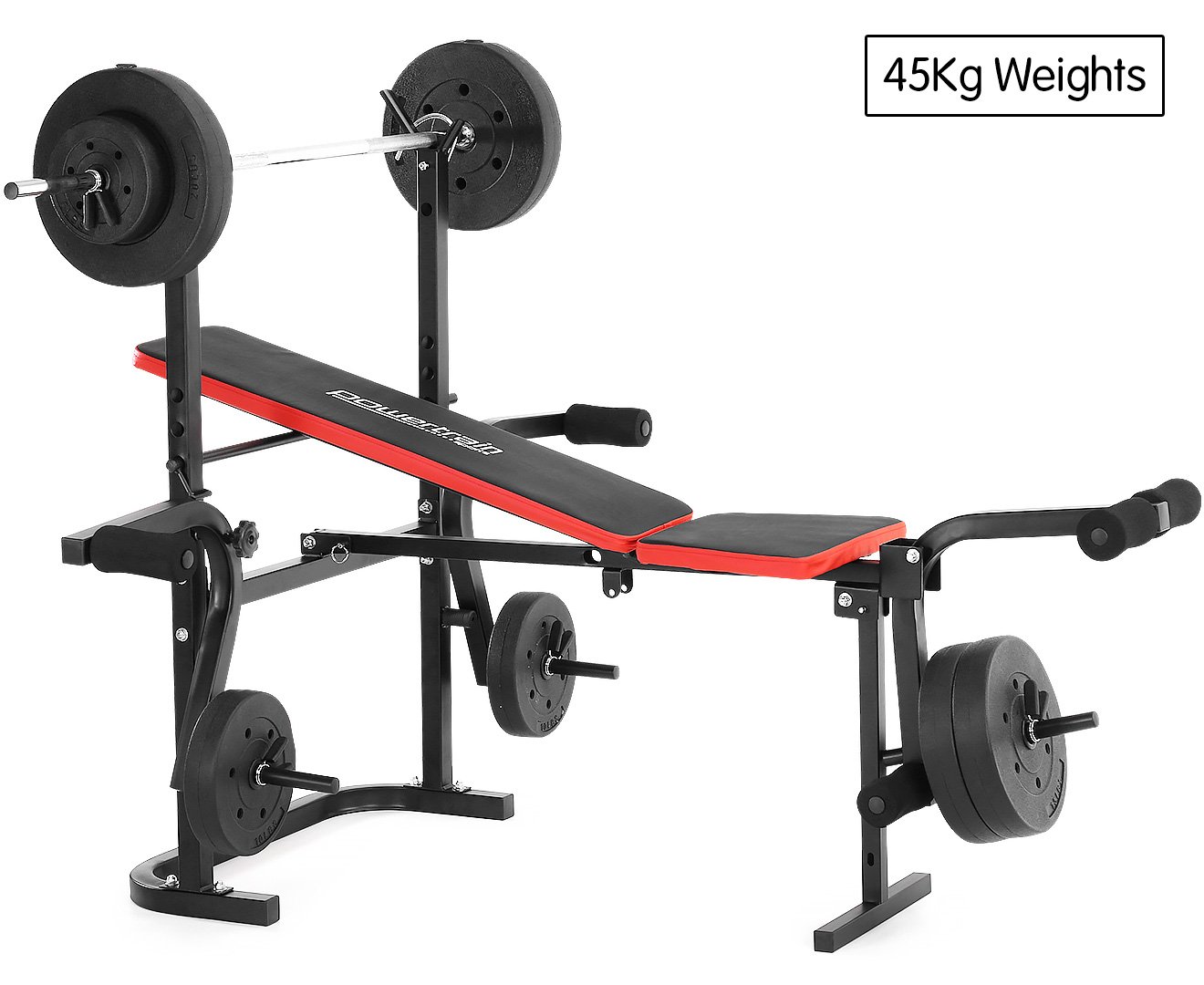 Powertrain Home Gym Workout Bench Press with 45kg Weights 2