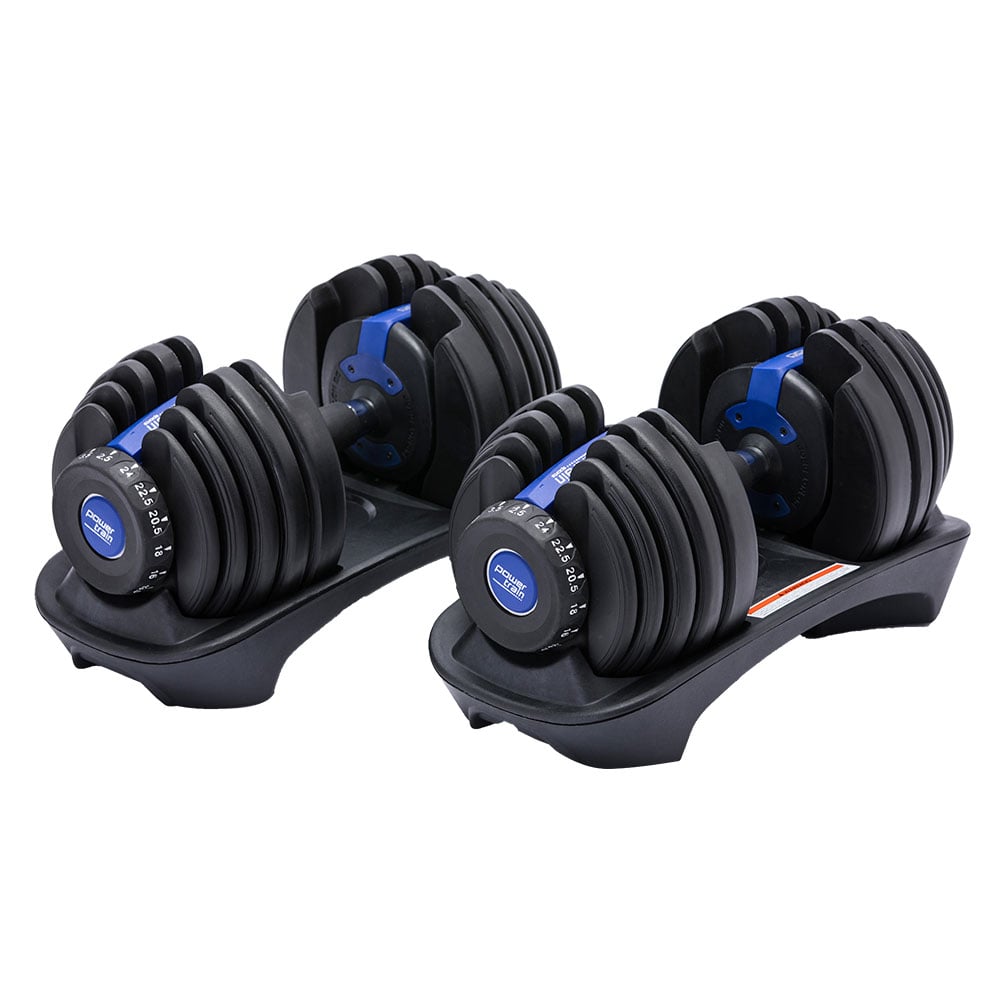 2x 24kg Powertrain Adjustable Dumbbell Home Gym Set 2