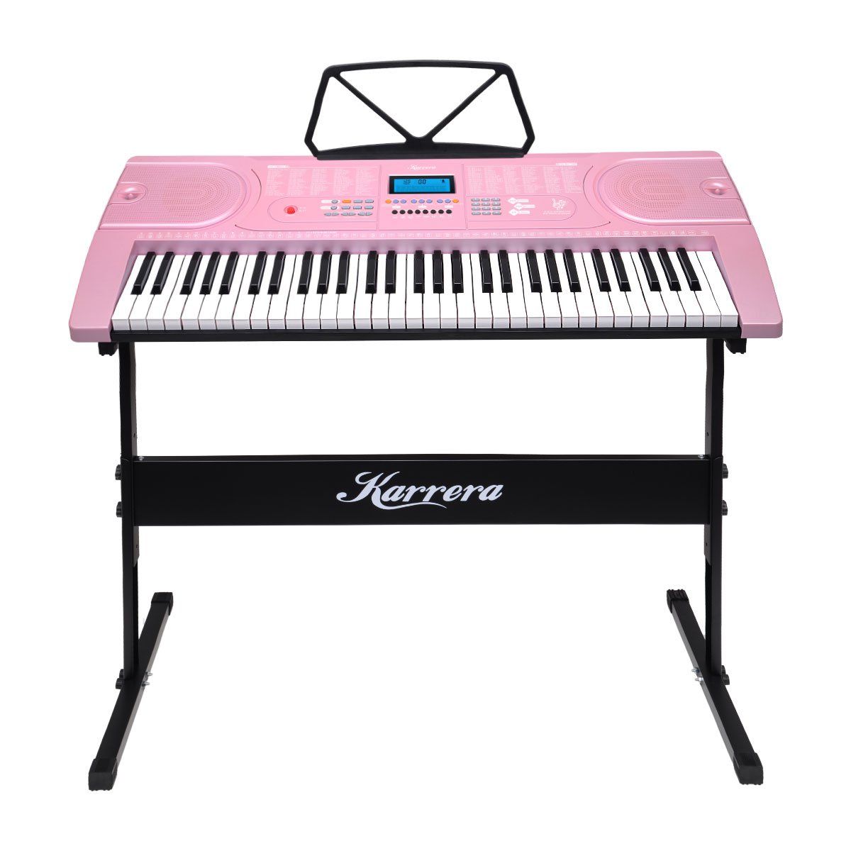 Karrera 61 Keys Electronic Keyboard Piano Music With Stand Pink Dr