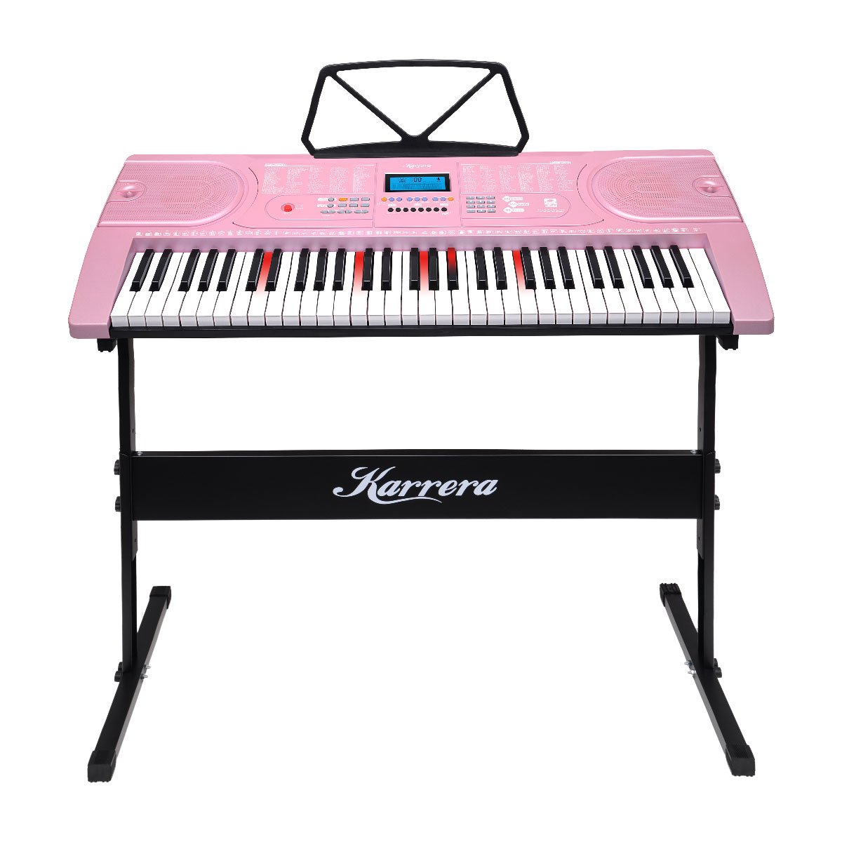 Karrera 61 Keys Electronic LED Piano Keyboard with Stand - Pink 1