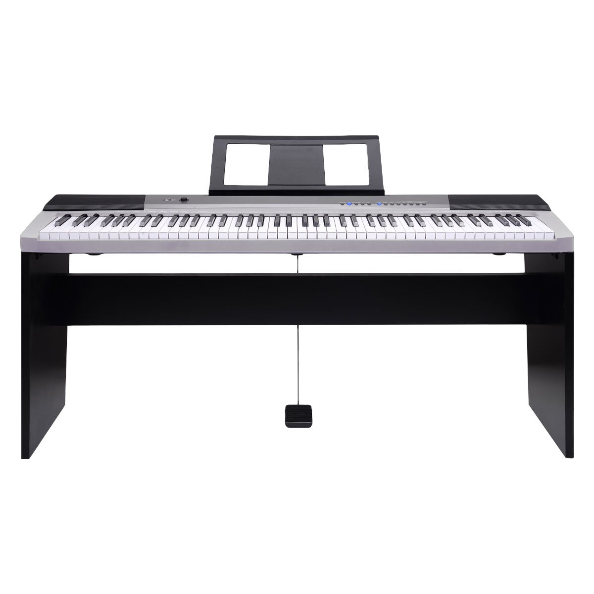 Karrera 88 Keys Electronic Keyboard Piano with Stand Silver 1