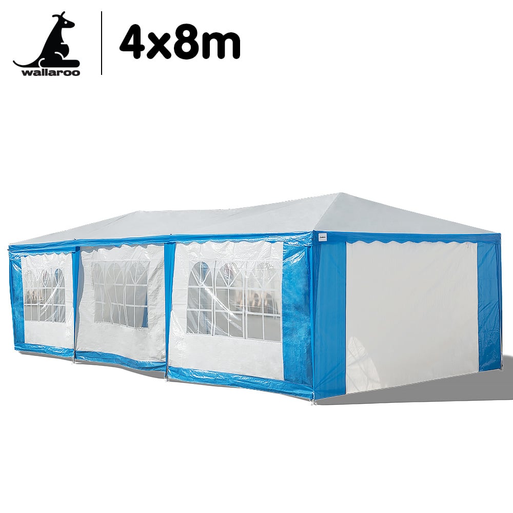 Wallaroo 4x8 Outdoor Event Marquee Tent Blue-White 1 Wallaroo 4x8 Outdoor Event Marquee Tent Blue-White