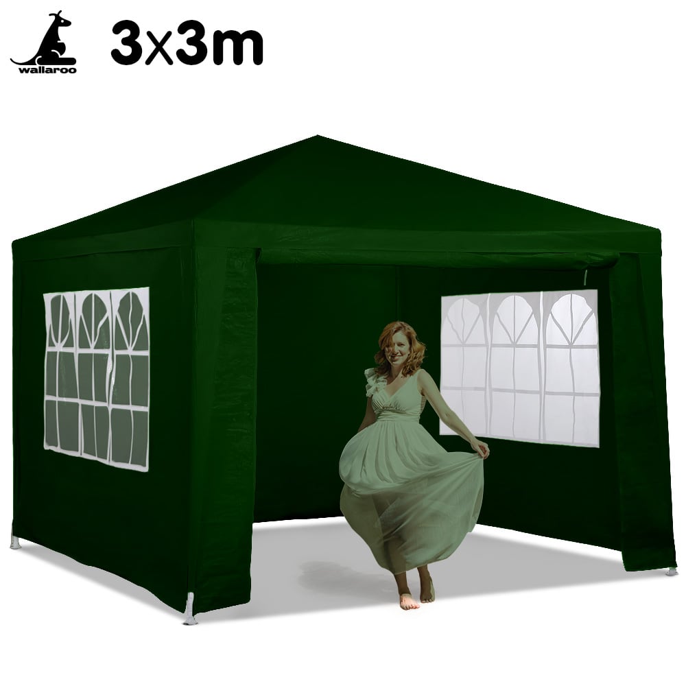 3x3m Wallaroo Outdoor Party Wedding Event Gazebo Tent - Green 1 3x3m Wallaroo Outdoor Party Wedding Event Gazebo Tent - Green