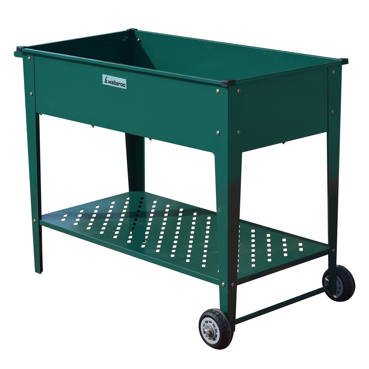 Wallaroo Garden Bed Cart Raised Planter Box 108.5 x 50.5 x 80cm Galvanized Steel - Green 1